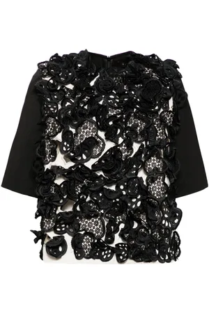 BIYAN Blusa con encaje guipure