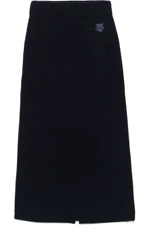 Maison Kitsuné Falda midi de canalé con parche Bold Fox Head