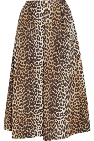 Ganni Falda midi con estampado de leopardo