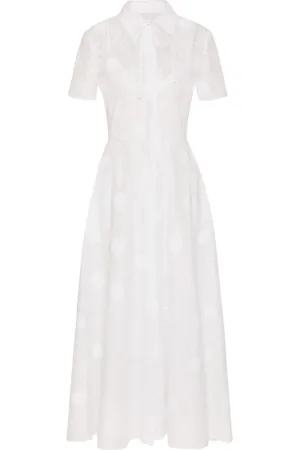 VALENTINO GARAVANI Vestido midi con bordado inglés