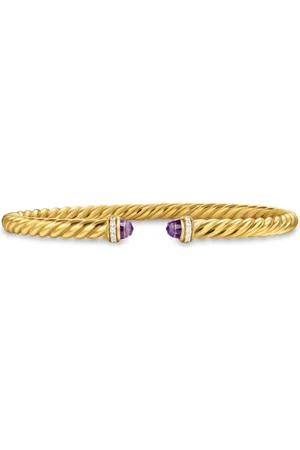 David Yurman Pulsera Cablespira Flex® en oro amarillo de 18kt con diamantes y amatista de 4mm