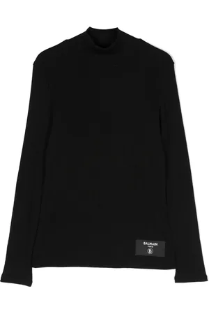 Balmain Suéter de canalé con parche del logo