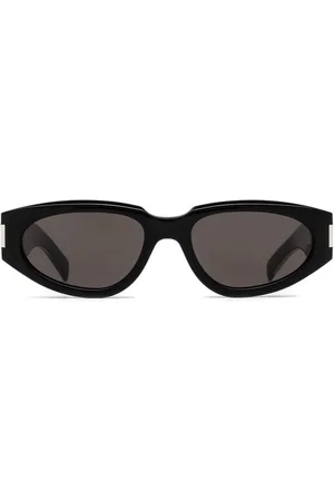 Saint Laurent Lentes de sol con armazón ovalada y efecto pulido