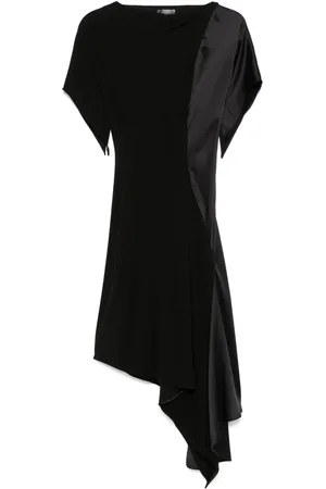 MUGLER Vestido corto asimétrico plisado
