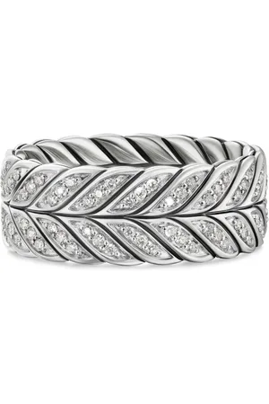David Yurman Anillo Chevron en plata de ley con diamante de 9mm