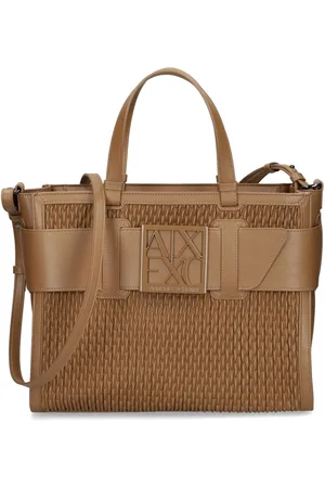 Armani Exchange Tote entretejida con placa del logo