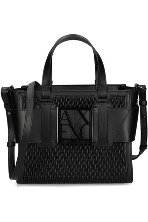 Armani Exchange Tote entretejida con placa del logo