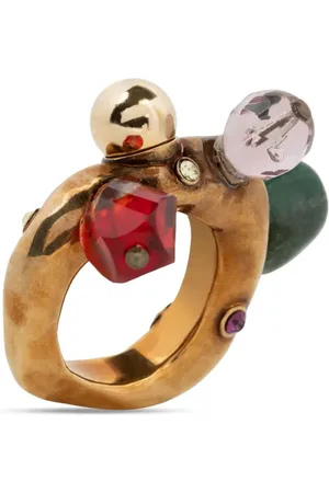 DRIES VAN NOTEN Anillo en latón con detalle de piedra