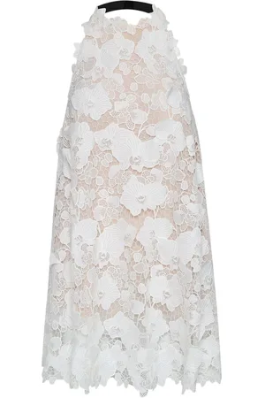Oscar de la Renta Vestido de guipur con bordado Orchid