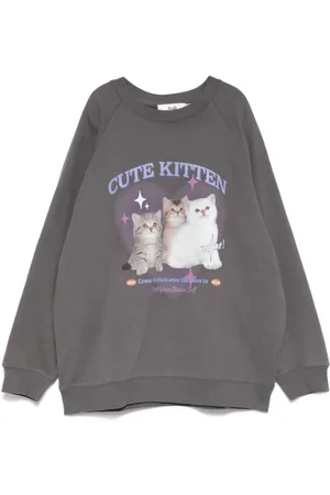 B+AB Sudadera con estampado de gatito