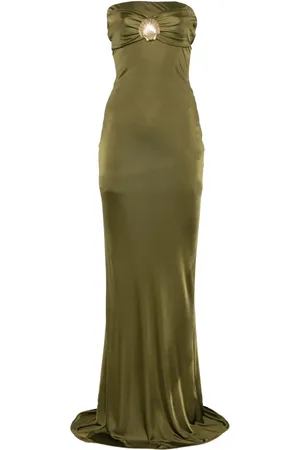 GIUSEPPE DI MORABITO Vestido largo con prendedor de concha de mar