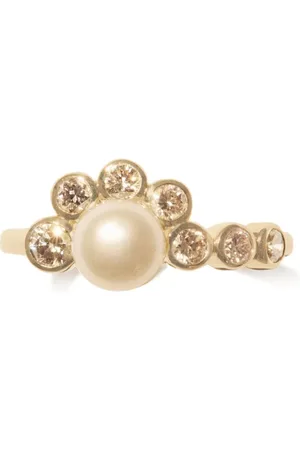 Pascale Monvoisin Anillo de coctel Martha en oro amarillo de 9kt con perla