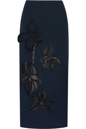 Oscar de la Renta Falda de tweed con bordado Orchid