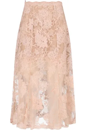 ERMANNO SCERVINO Falda midi con diseño plisado de encaje