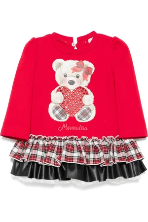 MONNALISA Vestido a capas con motivo Teddy Bear