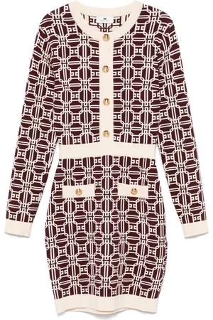 Elisabetta Franchi Vestido corto con monograma en jacquard