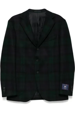 MAN ON THE BOON. Blazer con cuadros estampados y botones