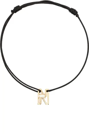 Aliita Pulsera Letra N en oro amarillo de 9kt con amatista