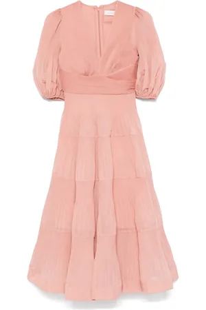 ZIMMERMANN Vestido midi con detalle de pliegues