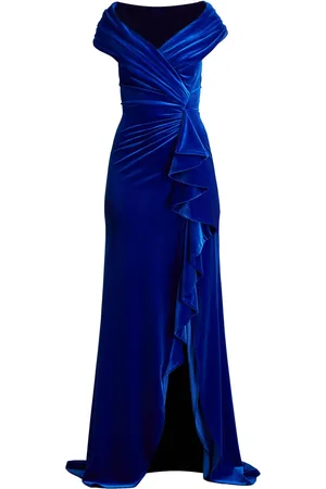 Tadashi Shoji Vestido de fiesta Alvarez Velvet Waterfall Drape
