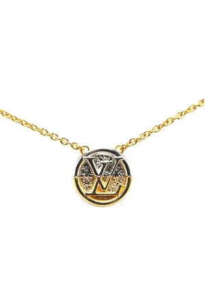 LOUIS VUITTON Collar Gold Plated Bicolor Collier L to V Pendant 2020