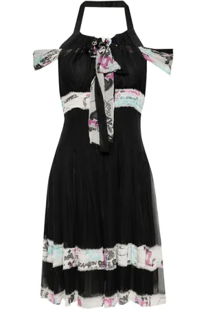 CHANEL Vestido con estampado gráfico y cuello halter 2007