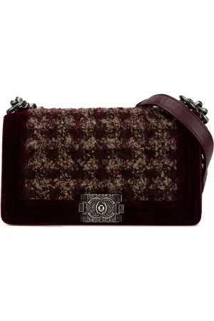 CHANEL Bolsa de hombro Medium Velvet Tweed Boy Flap 2013-2014