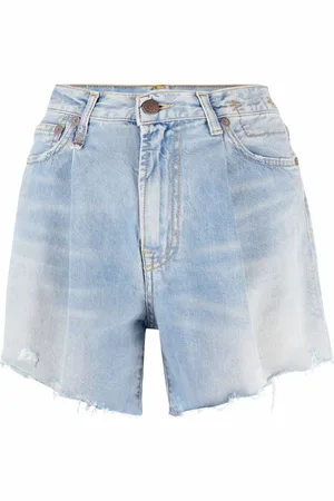 R13 Shorts de mezclilla con bordes sin rematar