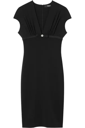 VERSACE Vestido midi con cuello pronunciado