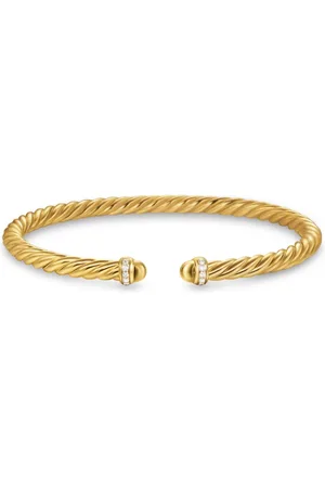 David Yurman Pulsera Cablespira en oro amarillo de 18kt con diamantes de 4mm