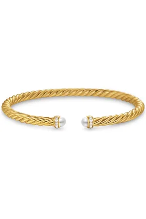 David Yurman Pulsera Cablespira en oro amarillo de 18kt con diamantes y perla de 4mm