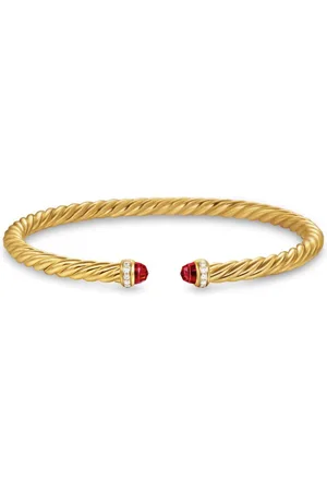 David Yurman Pulsera Cablespira en oro amarillo de 18kt con diamante y granate