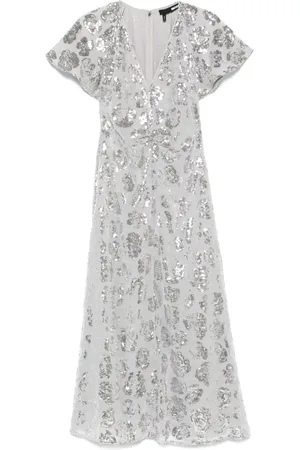 ROTATE Vestido midi bordado con lentejuelas