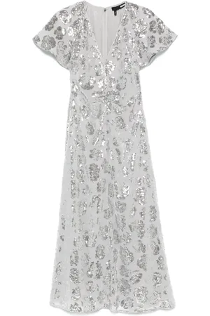 ROTATE Vestido midi bordado con lentejuelas