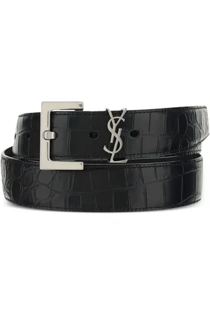 Saint Laurent Cinturón con monograma y efecto de piel de cocodrilo en relieve
