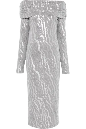 ROTATE Vestido midi bordado con lentejuelas
