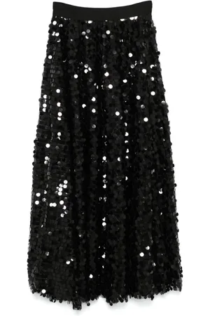 BLANCA Falda midi bordada con lentejuelas