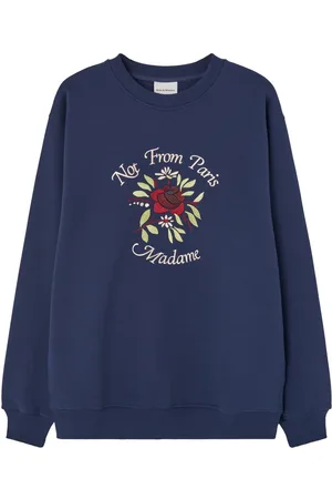 Drôle de Monsieur Sudadera con bordado Slogan Fleurs
