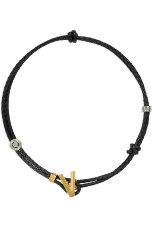VERSACE Collar trenzado con placa del logo
