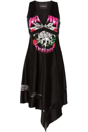 John Richmond Vestido midi asimétrico con estampado gráfico