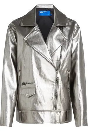 Karl Lagerfeld Chamarra biker metalizada