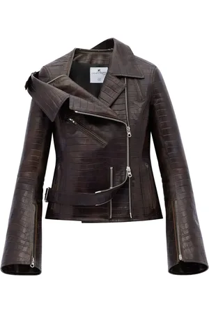 Courrèges Chamarra biker con efecto de piel de cocodrilo