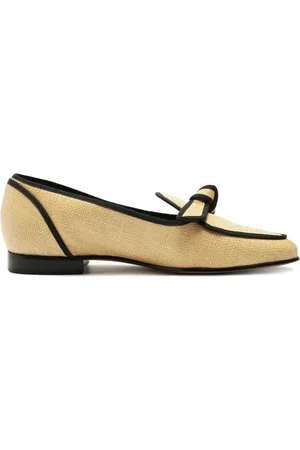 ALEXANDRE BIRMAN Mocasines de rafia con ribete grosgrain