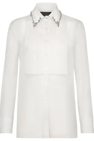 Philipp Plein Camisa transparente con detalles de cristal