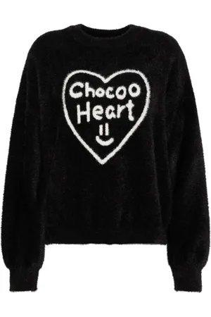 Chocoolate Suéter con cuello redondo y corazones estampados