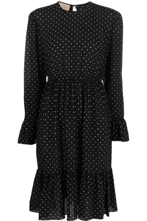 Gucci Vestido de seda con estampado de lunares