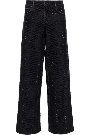 ALICE+OLIVIA Jeans anchos con detalles de cristal