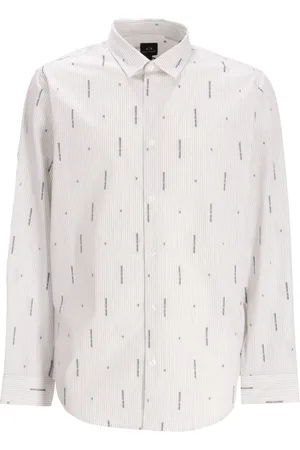 Armani Exchange Camisa con logo estampado y motivo de rayas