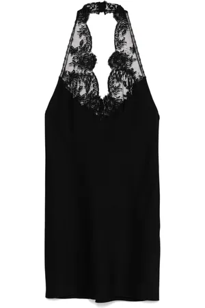 Saint Laurent Vestido corto con detalle de encaje