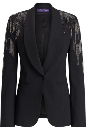 Ralph Lauren Blazer con cuello en V y detalle de flecos